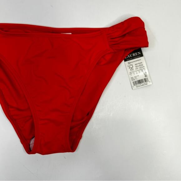 Lauren Ralph Lauren Beach Club Solids Shirred Hipster bottom orange - 8 - Picture 6 of 11